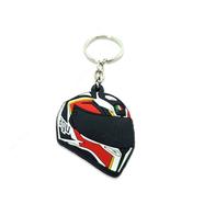 Double Sided Helmet Printed PVC Rubber Keychain Key Ring Collectible Gift - (keyring_helmet_bs_red)