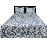 Double Size Flat Cotton Multicolor Ash And White Floral Print Bed Sheet Set - Two Pillow Covers Included icon