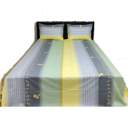 Double Size Flat Cotton Multicolor Ash And White Floral Print Bed Sheet Set - Two Pillow Covers Included icon