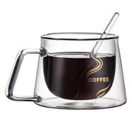 Double Walled Glass Coffee Mug with Handle, Heat Resistant, Clear 200ml