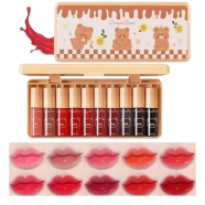 Dragon Ranee 10 Colors Lip Tint Stain Set, Korean Moisturizing Lip Gloss Velvet Mini Liquid Lipstick, Lightweight, Long-Lasting Waterproof Lips Makeup