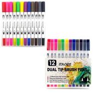 Dual tip brush pen 12 colors dual tip brush marker pens for kids adult calligraphy drawing