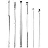 Ear Pick Set Portable Ear Cleaner Set Stainless Steel with Leather Case - 6 Pcs