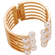 Elegant Gold Tone Cuff Bracelet With Pearl Embellishments 1Pcs icon