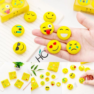 Emoji Pencil Erasers Yellow Color For Children - 4pcs (Pack of One)