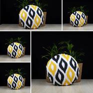 Exclusive Round Cushion Cover, Yellow And Black 14x14 Inch Set of 5 - 79228