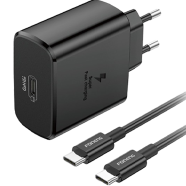 FONENG EU51 PD 25W GaN USB-C Wall Charger With Type-C Cable Black