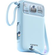 FONENG PX112 10000mAh Mini 22.5W Magnetic Wireless Power Bank with 2 Built-in Cables- Blue