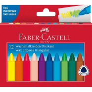 Faber Castell 12 Wachsmalkreiden Dreikant Wax Crayons Triangular