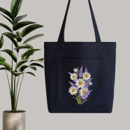 Fabric Tote Bag With Zipper and Pocket