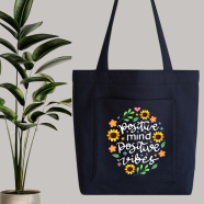 Fabric Tote Bag With Zipper and Pocket