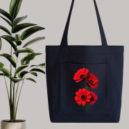 Fabric Tote Bag With Zipper and Pocket