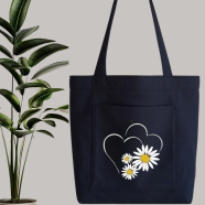 Fabric Tote Bag With Zipper and Pocket
