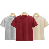 Fabrilife Kids Premium Blank T-Shirt Combo | Gray Melange, Red, Cream icon