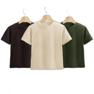 Fabrilife Kids Premium Blank T-Shirt Combo - Chocolate, Cream, Olive icon