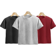 Fabrilife Kids Premium Blank T-Shirt Combo - Anthra Melange, Gray Melange, Red