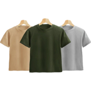 Fabrilife Kids Premium Blank T-Shirt Combo - Tan, Olive, Silver icon