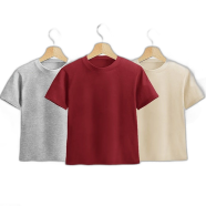 Fabrilife Kids Premium Blank T-Shirt Combo | Gray Melange, Red, Cream icon