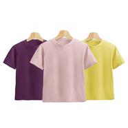 Fabrilife Kids Premium Blank T-Shirt Combo - Purple, Light Pink, Yellow