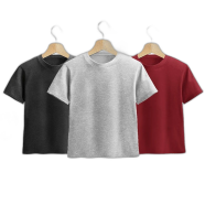 Fabrilife Kids Premium Blank T-Shirt Combo - Anthra Melange, Gray Melange, Red