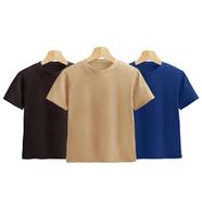 Fabrilife Kids Premium Blank T-Shirt Combo - Chocolate, Tan, Deep Blue