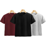 Fabrilife Kids Premium Blank T-Shirt Combo - Red Wine, Black, Gray Melange icon