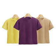 Fabrilife Kids Premium Blank T-Shirt Combo - Yellow, Purple, Tan