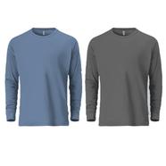 Fabrilife Mens Premium Blank Full Sleeve T Shirt Combo - Stellar and Charcoal