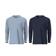 Fabrilife Mens Premium Blank Full Sleeve T Shirt Combo - Sky Blue and Navy