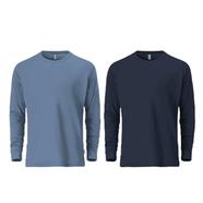 Fabrilife Mens Premium Blank Full Sleeve T Shirt Combo - Stellar and Navy