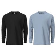 Fabrilife Mens Premium Blank Full Sleeve T Shirt Combo - Sky Blue and Black