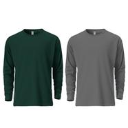 Fabrilife Mens Premium Blank Full Sleeve T Shirt Combo - Green, Charcoal