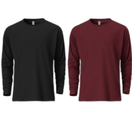Fabrilife Mens Premium Blank Full Sleeve T Shirt Combo - Black, Redwine