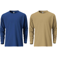 Fabrilife Mens Premium Blank Full Sleeve T Shirt Combo - Deep Blue, Tan