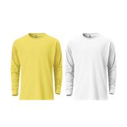 Fabrilife Mens Premium Blank Full Sleeve T Shirt Combo- Yellow, White