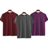 Fabrilife Mens Premium Blank T-shirt -Combo- Maroon, Charcoal, Purple