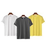 Fabrilife Mens Premium Blank T-shirt -Combo- White, Charcoal, Yellow