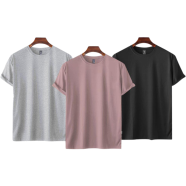 Fabrilife Mens Premium Blank T-shirt -Combo- Lavanderash, Gray Melange, Black