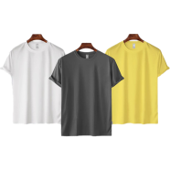 Fabrilife Mens Premium Blank T-shirt -Combo- White, Charcoal, Yellow