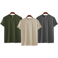 Fabrilife Mens Premium Blank T-shirt -Combo-Olive, Biscuit, Charcoal