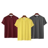Fabrilife Mens Premium Blank T-shirt -Combo-Maroon, Yellow, Charcoal