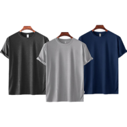 Fabrilife Mens Premium Blank T-shirt -Combo- Anthra Melange, Silver, Navy