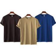 Fabrilife Mens Premium Blank T-shirt -Combo- Chocolate, Tan, Royal Blue