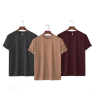 Fabrilife Mens Premium Blank T-shirt -Combo- Light Coffee, Anthra-Melange, Maroon