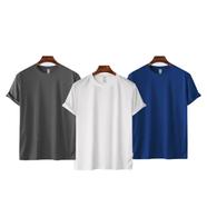 Fabrilife Mens Premium Blank T-shirt -Combo( Charcoal, White, Royal Blue) - S