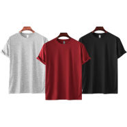 Fabrilife Mens Premium Blank T-shirt -Combo- Gray Melange, Red, Black