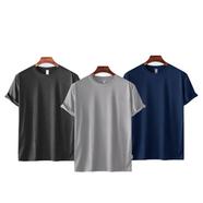 Fabrilife Mens Premium Blank T-shirt -Combo- Anthra Melange, Silver, Navy