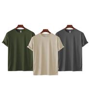 Fabrilife Mens Premium Blank T-shirt -Combo-Olive, Biscuit, Charcoal
