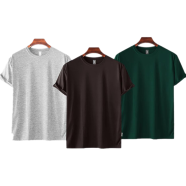 Fabrilife Mens Premium Blank T-shirt -Combo- Gray Melange, Chocolate, Green