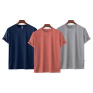 Fabrilife Mens Premium Blank T-shirt -Combo- Brick Red, Navy, Silver